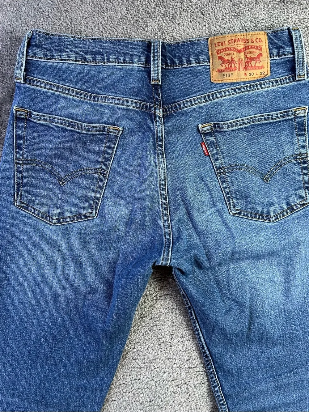 Levis 513 Jeans Mens 30x31 Blue Slim Straight Medium Wash Stretch Denim Classic